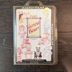 Vintage NOS Magna-Stamp Rubber Stamp Set Various Bears 90s Crafts